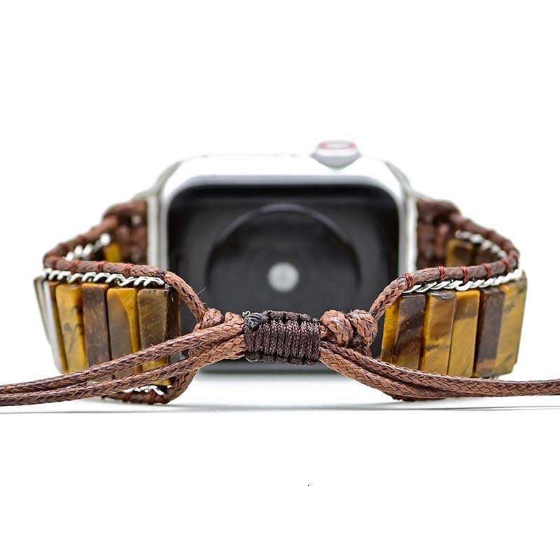 Rectangular Tiger Eye Stone Chain Apple Men's Fashion and Heroic Watch Band Bracelet