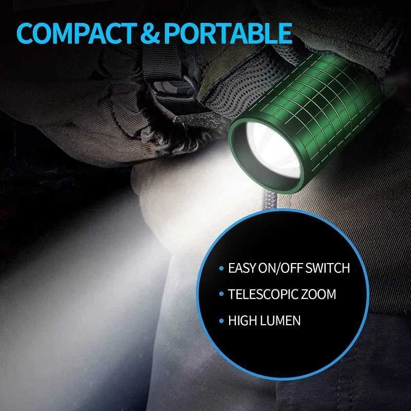 Skywolfeye 1200LM Powerful Tactical LED Flashlight with 5 Modes Scalable Waterproof Flashlight for Camping Emergency Outdoor Use Z250422