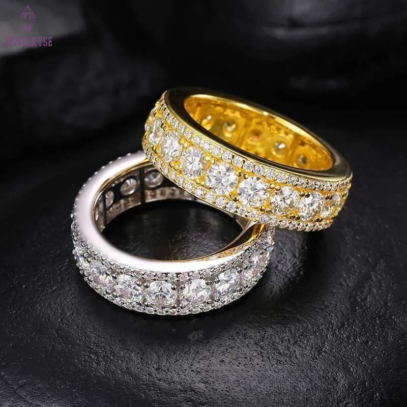 Mens Unisex Sterg Sier Wedding Engagement Ring Top Icy Fine Jewelry VVS D Color Moissanite Dia Gold Parties