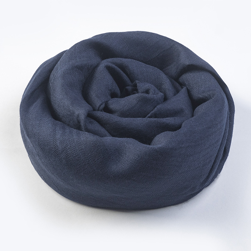 K491 Cotton and linen solid color scarf women's summer sun protection medium long gauze scarf Japanese and Korean literary beach long scarf trave