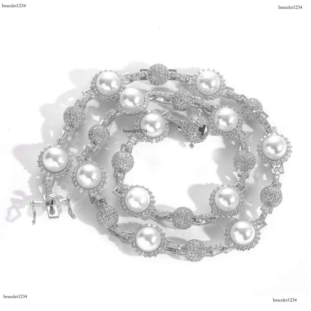 Luxury Hip hop Ice out VVS Moissanite Pearl necklace bracelet for men and women Free delivery