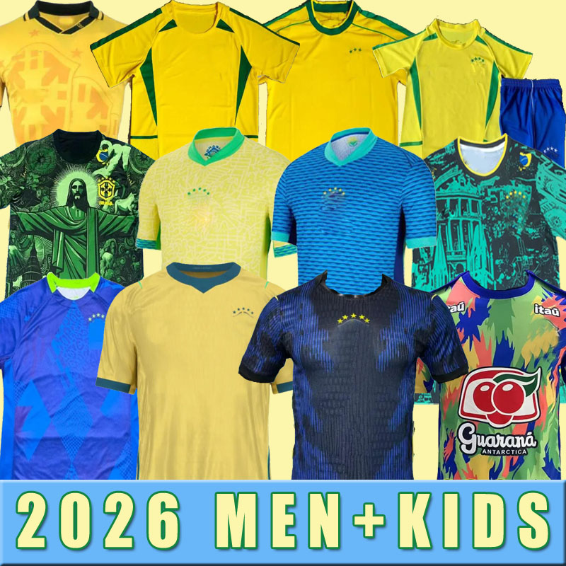 2024 2026 S-4XL RETRO 98 02 BRAZILS Soccer Jerseys Camiseta De Futbol PAQUETA Football Shirt Maillots MARQUINHOS VINI JR home away RICHARLISON MEN KIDS NEYMAR