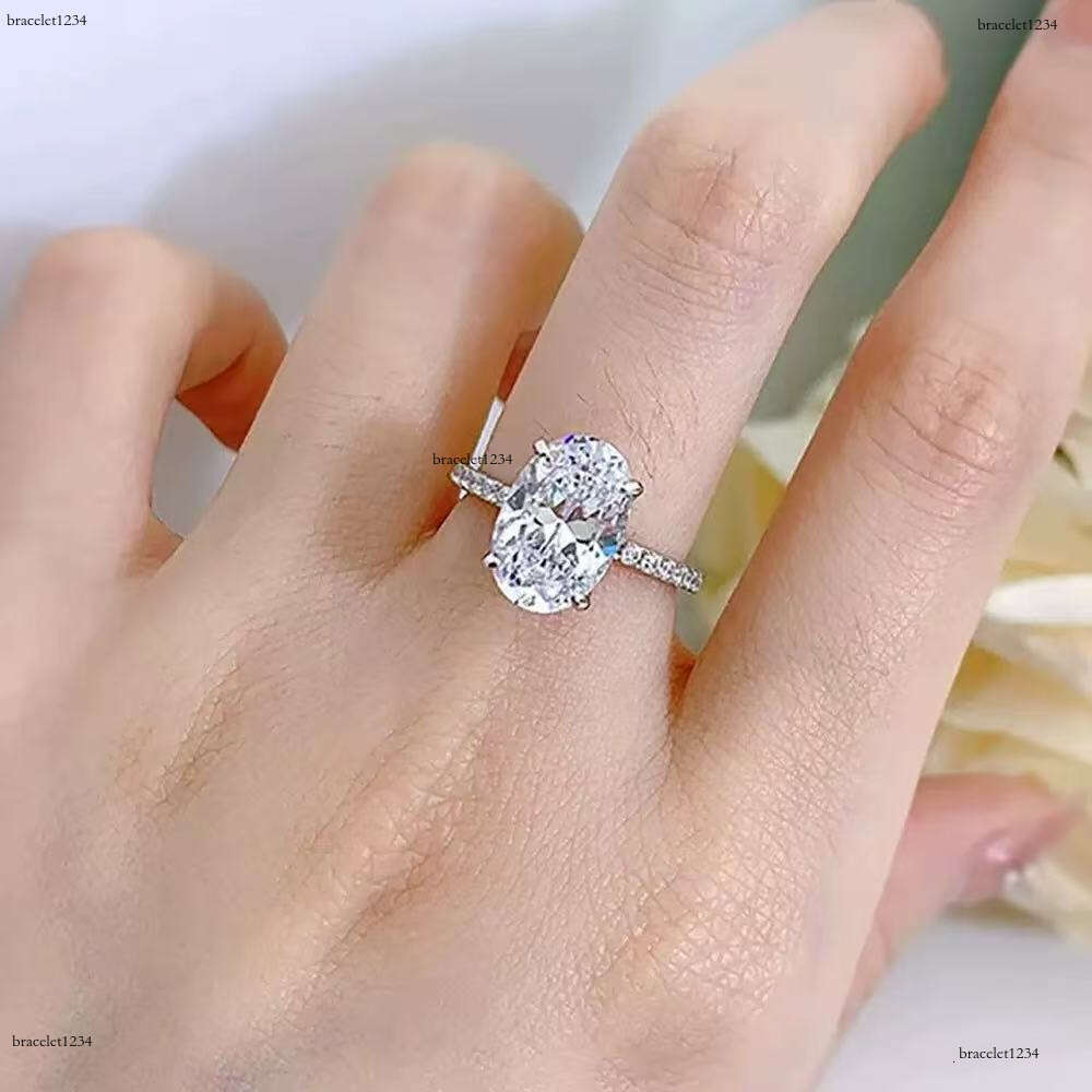 Exquisite jewelry for women's engagement oval 2ct fashion 14k real gold halo laboratory growth ice out VVS moissanite wedding moissanite ring Fre