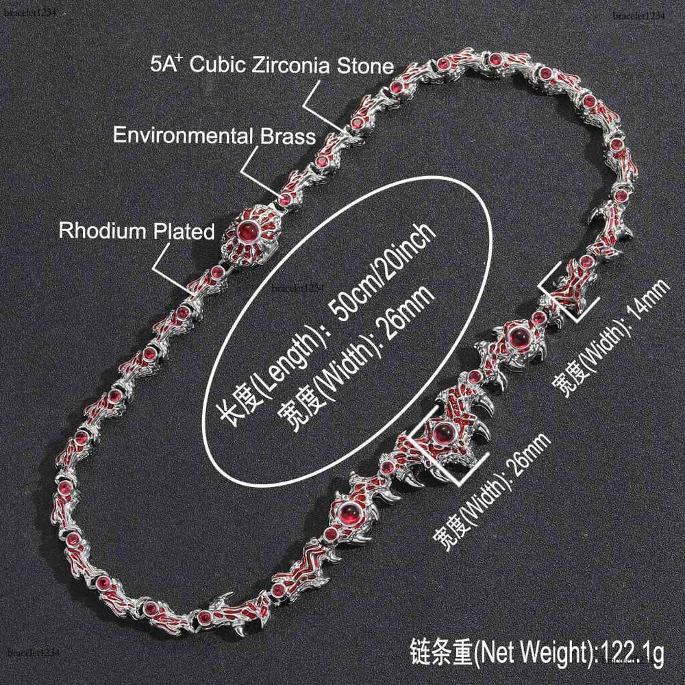 Luxury thorn parasitic red eyes, thorn inlaid ice VVS Moissanite hip hop men women necklace Free delivery