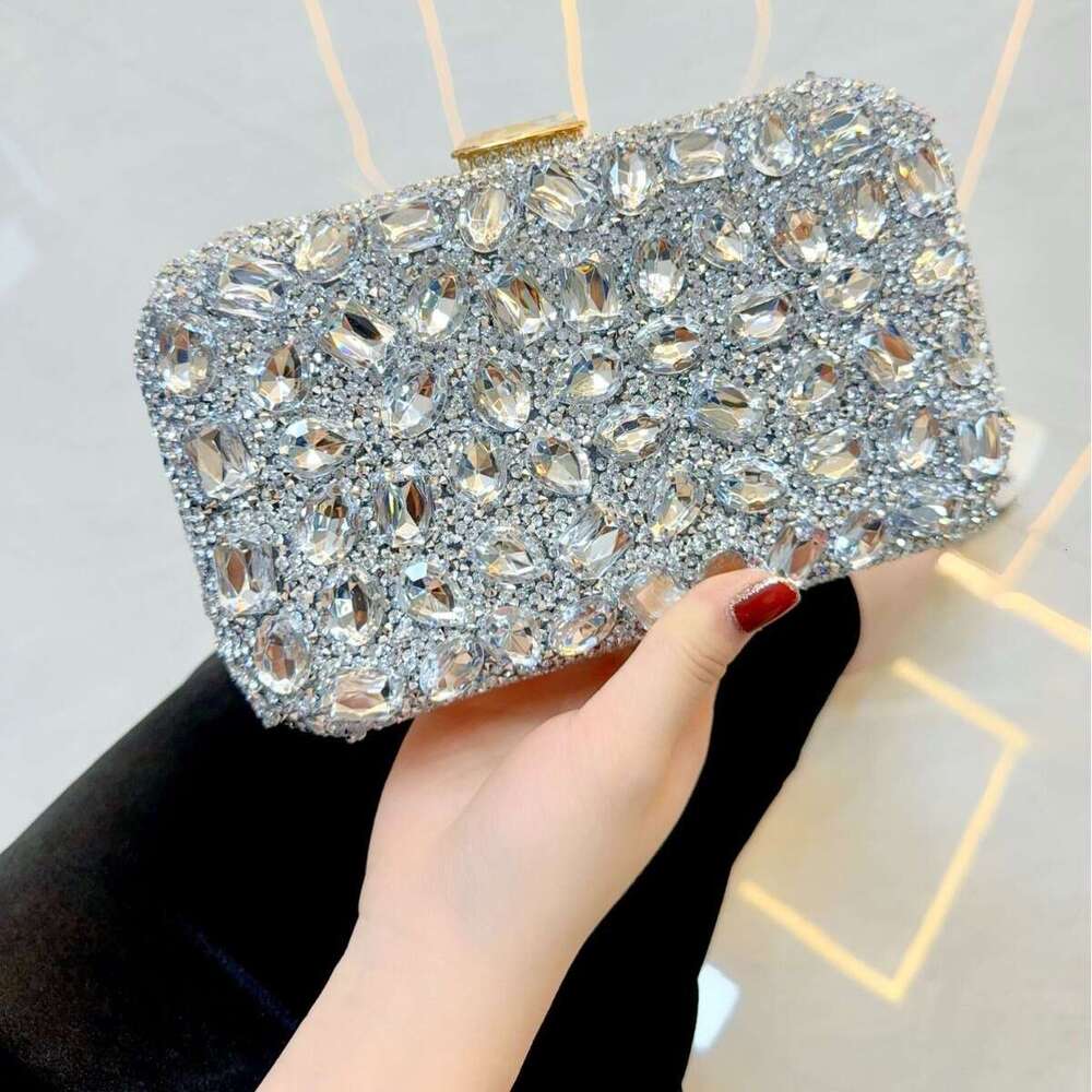 New Full Shiny With Diamond Inlaid Handheld Evening Wedding Party Small Square Women's Bag