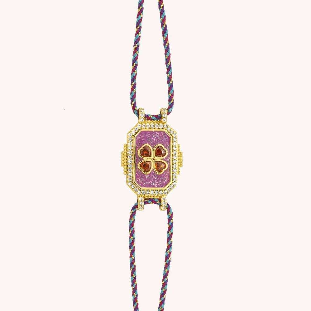 Designer necklace for women Retro niche European and American new Tarot card four leaf clover Bohemian style inlaid zircon bracelet constellation fort