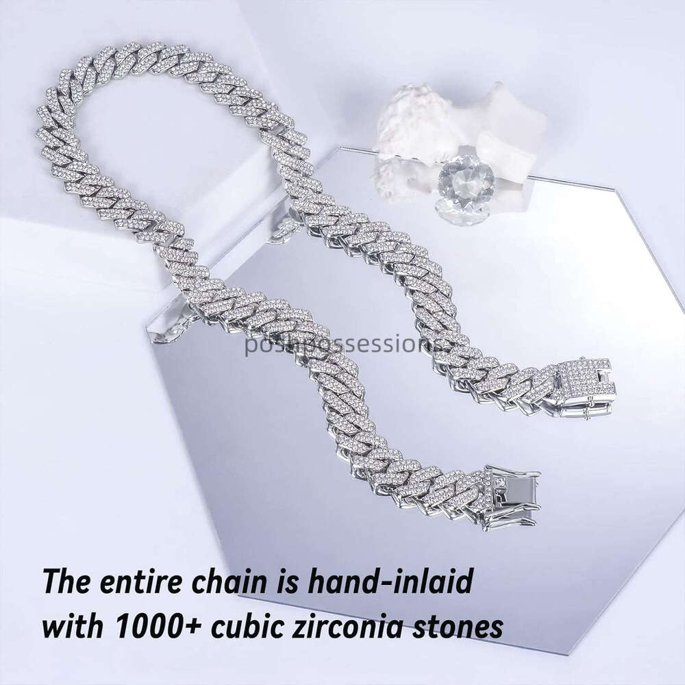 Mens Sier/Gold 8''16''18''20''22''24'' Necklace Iced Out Thick Chain Women Bling Dia Cut C