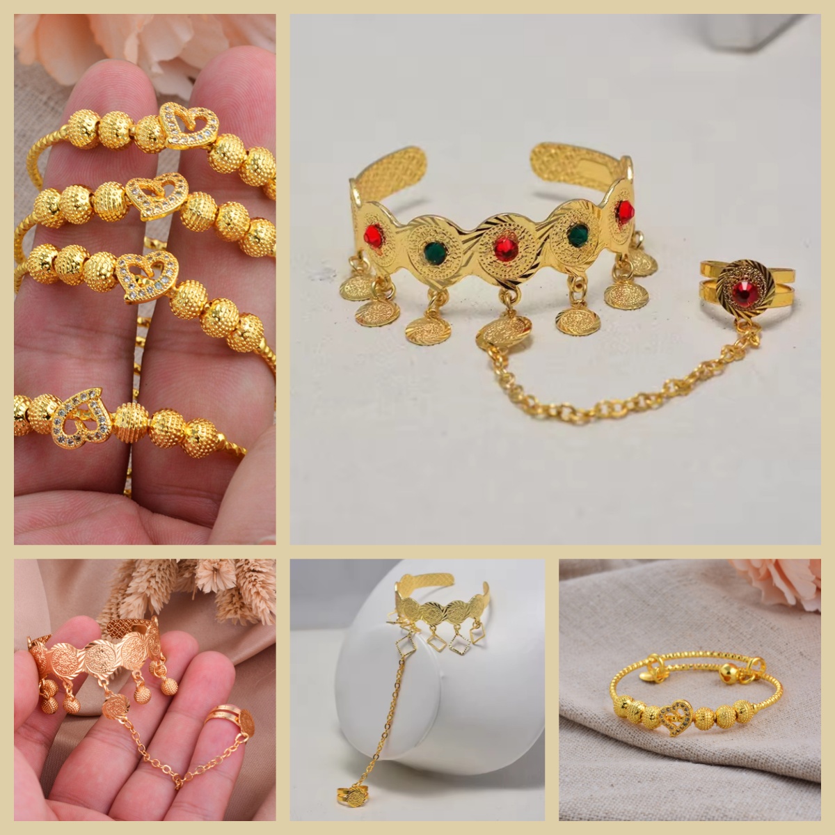 Fashionable children's jewelry hollow-out flower bracelets Dubai Gold Color Bangles For Kids Baby Promotion Sale Child Birthday Gifts ChildrenS B