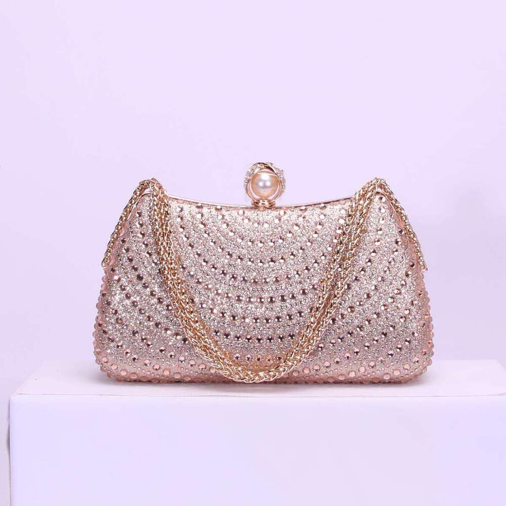 Trendy Rainbow Half Round Sided Diamond Double Chain Handbag, Birthday Party Handbag