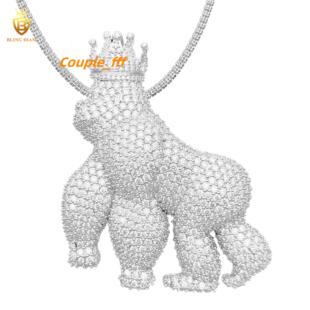 New Custom Hip Hop Necklace 925 Sterling Silver Moissanite Animal Charms Diamond Iced Out Pendant