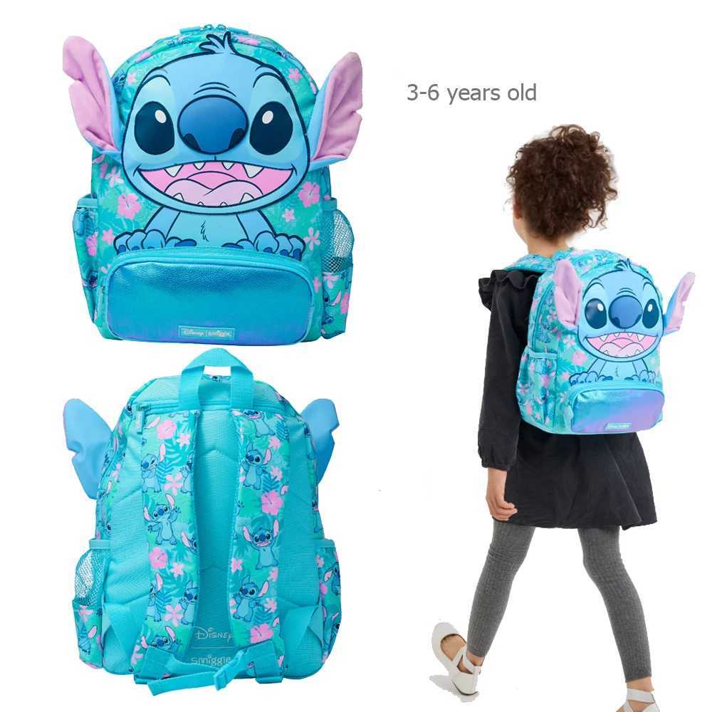 Disney Mini Smiggle School Bag Splicing Backpack Blue Cartoon Childrens School Bag Lunch Bag Water Bottle Student GiftXJ250422
