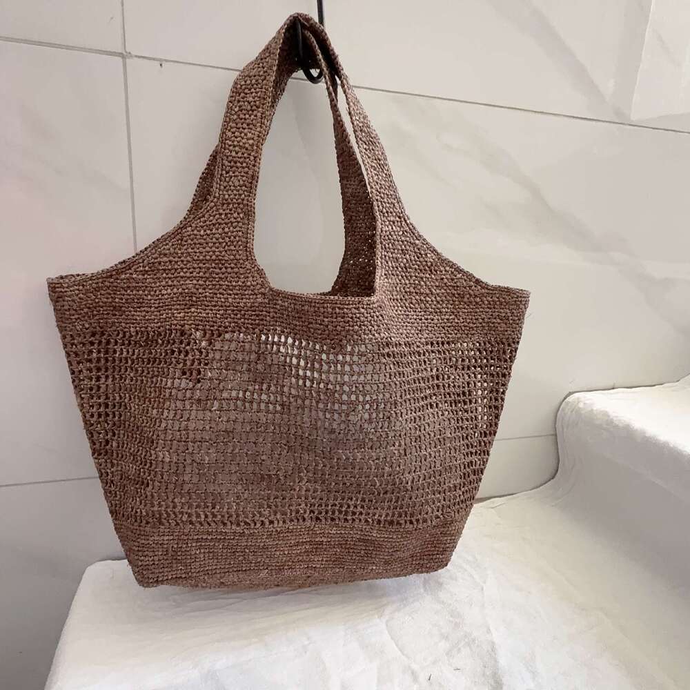 Ins Style Resort Beach Bag New Summer Shoulder Bag For Women Lafite Grass Hand Woven Tote Bag Beach Vacation Handbag KQ