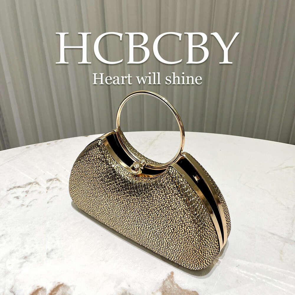 Golden Glitter PU Fabric Women's Fashionable Temperament Elegant Handbag Evening Bag