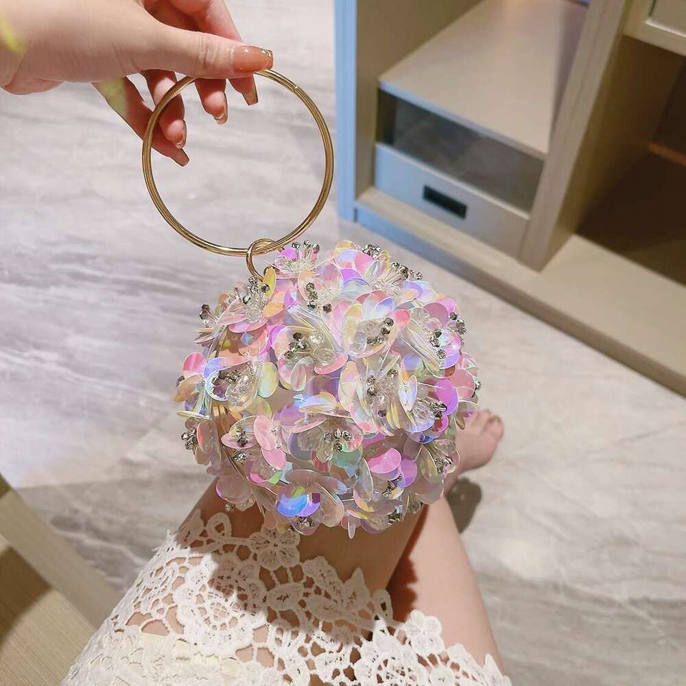 Flower Small Banquet Handbag, Evening With Dress Bag, Bracelet, Ball Bag