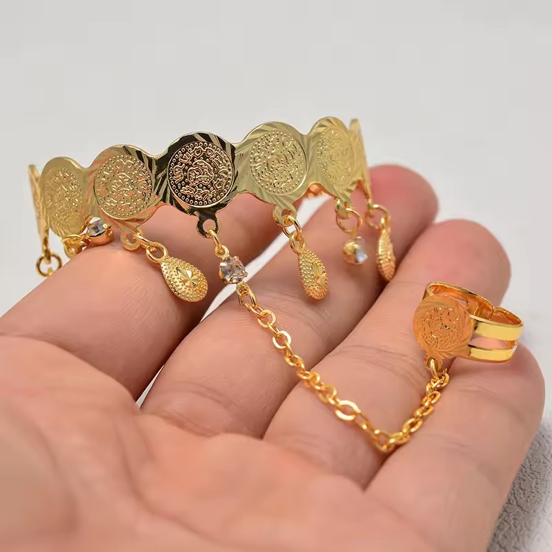 Fashionable children's jewelry hollow-out flower bracelets Dubai Gold Color Bangles For Kids Baby Promotion Sale Child Birthday Gifts ChildrenS B - view 5