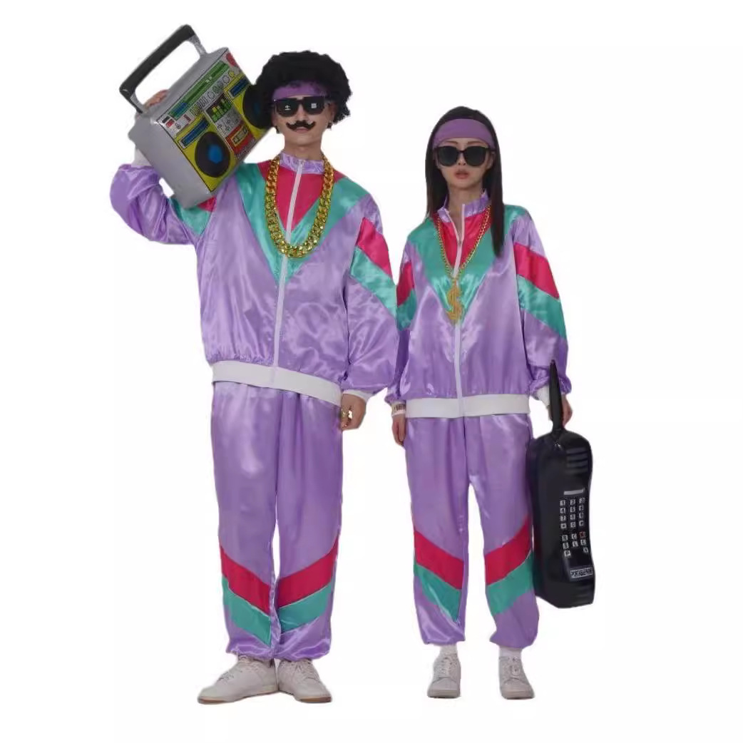 Men's Tracksuits 1980s disco jackets and pants, jogging suits retro style 1980s theme party men's sportswear - view 5