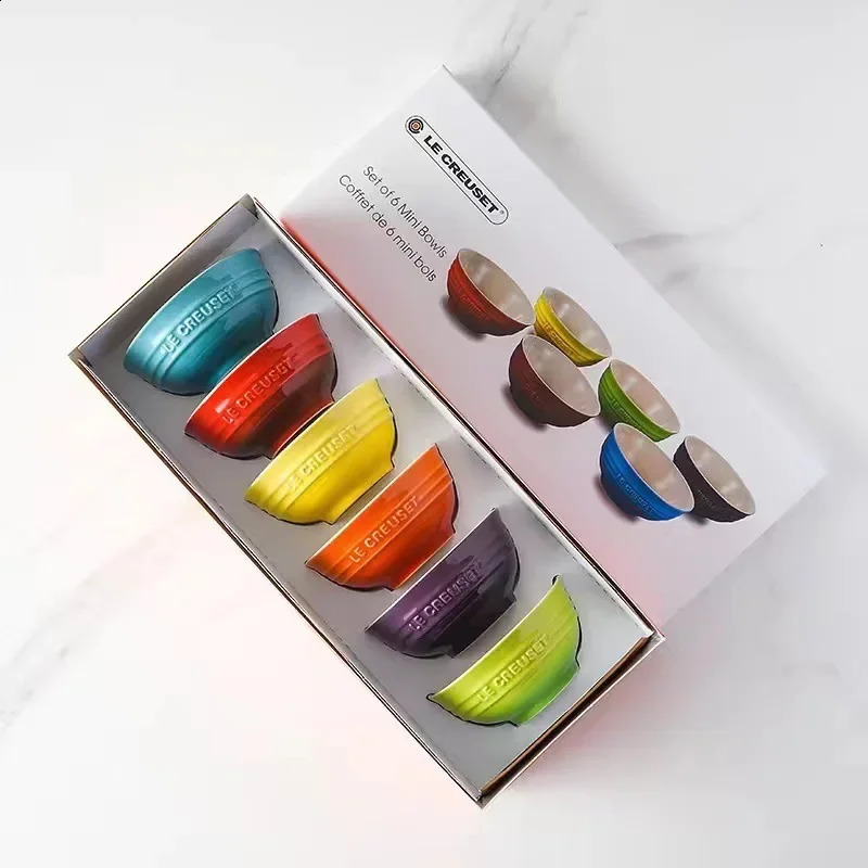 French Cool Rainbow 12cm 15cm 20 Bowl Set Ceramic Stone Kitchen Utensils 6piece High end Gift 250423