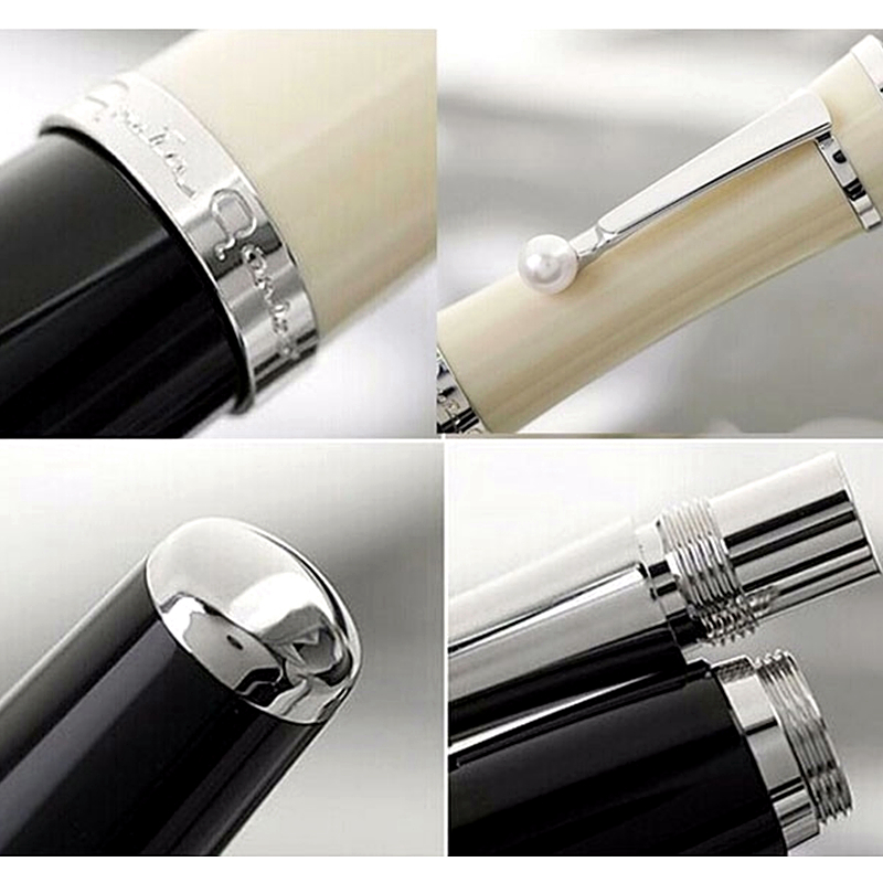 Fashion Goddess Greta Garbo Ballpoint Pen Rollerball Pen Black And White Resin Stationery Office School Writing Fountain Pens With Pearl Cap