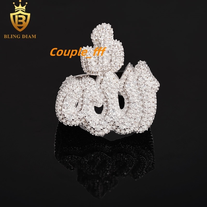 Hot Sale Hip Hop Jewelry Ring 925 Silver Ice Out VVS Moissanite Fully Diamond Mens Rings