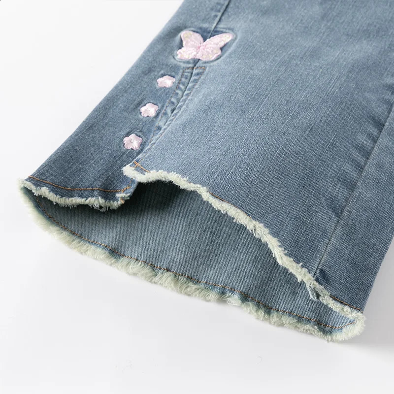 Dave Bella Childrens Jeans Spring Fashion Casual Cute Butterfly Girl Loose and Comfortable Outdoor DK1250372 250414z
