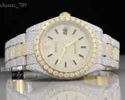 Moissanite Studded y iced out watch bust down Two Tone Hip Hop Dia Watch for men and women20RG
