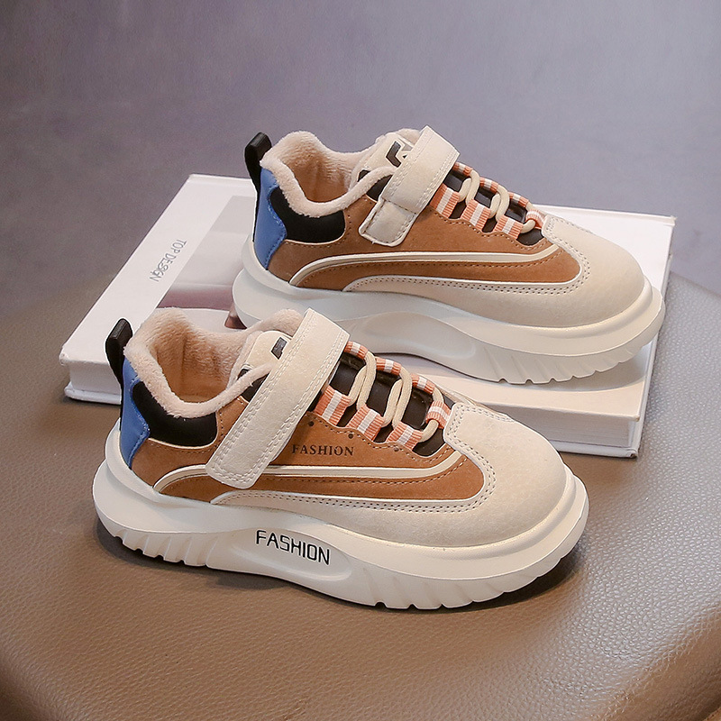 Children's fashionable warm casual children's velvet sports autumn winter versatile white shoes for boys Free shipping XJ260303