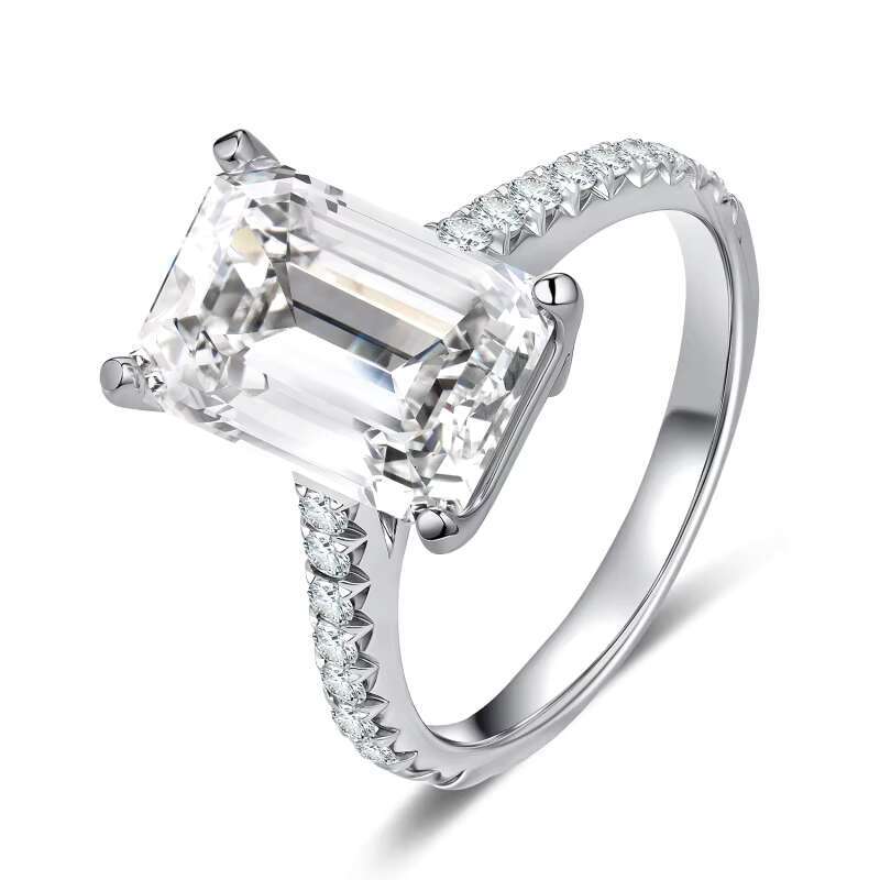 18K White Gold Lab Grown 5.00ct Diamond Wedding Rings Classic CVD HPHT Rhodium Plated Unisex Engagement Fine Anniversary Gift