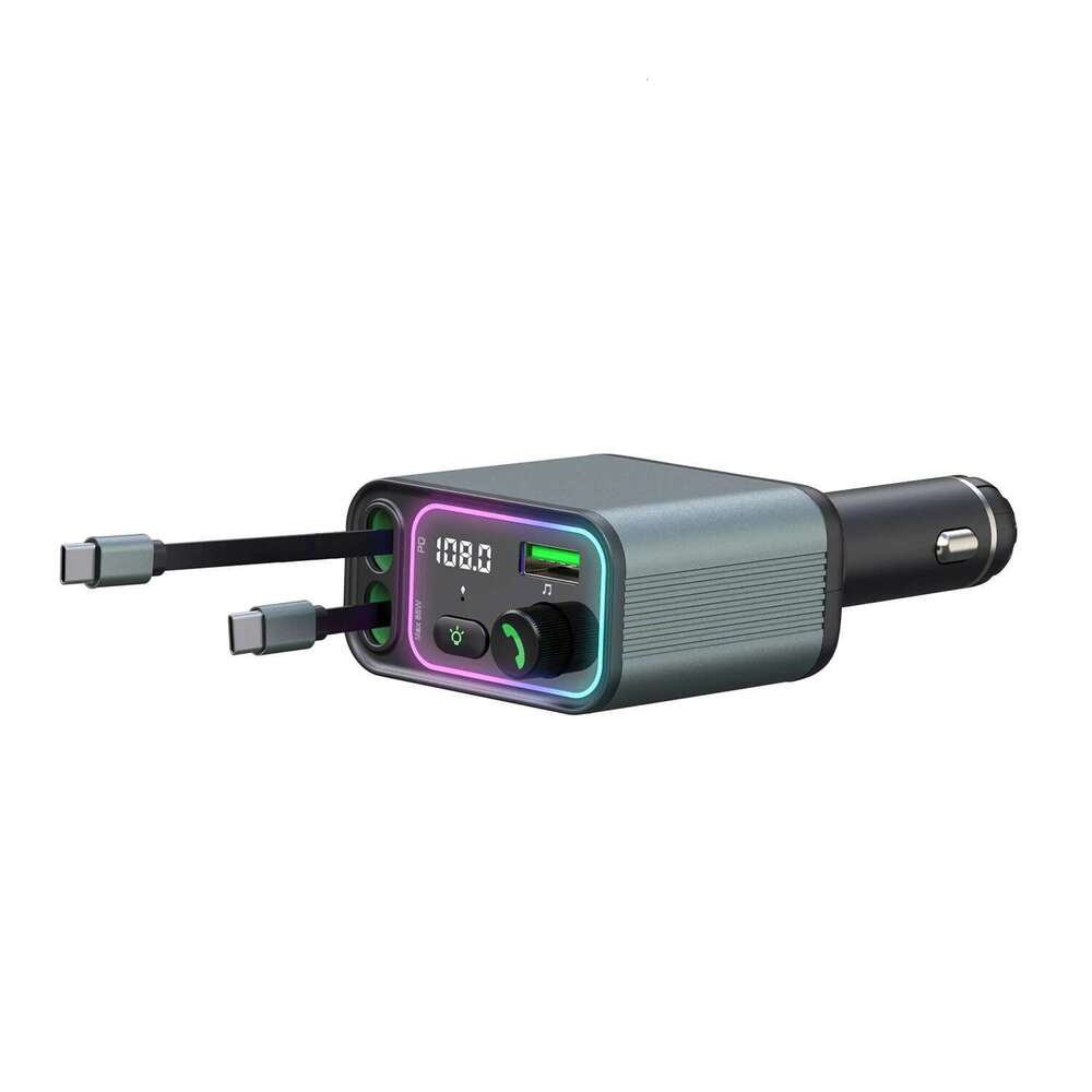 car Multi-function charger Convenient to use Type-C digital display with retractable cable