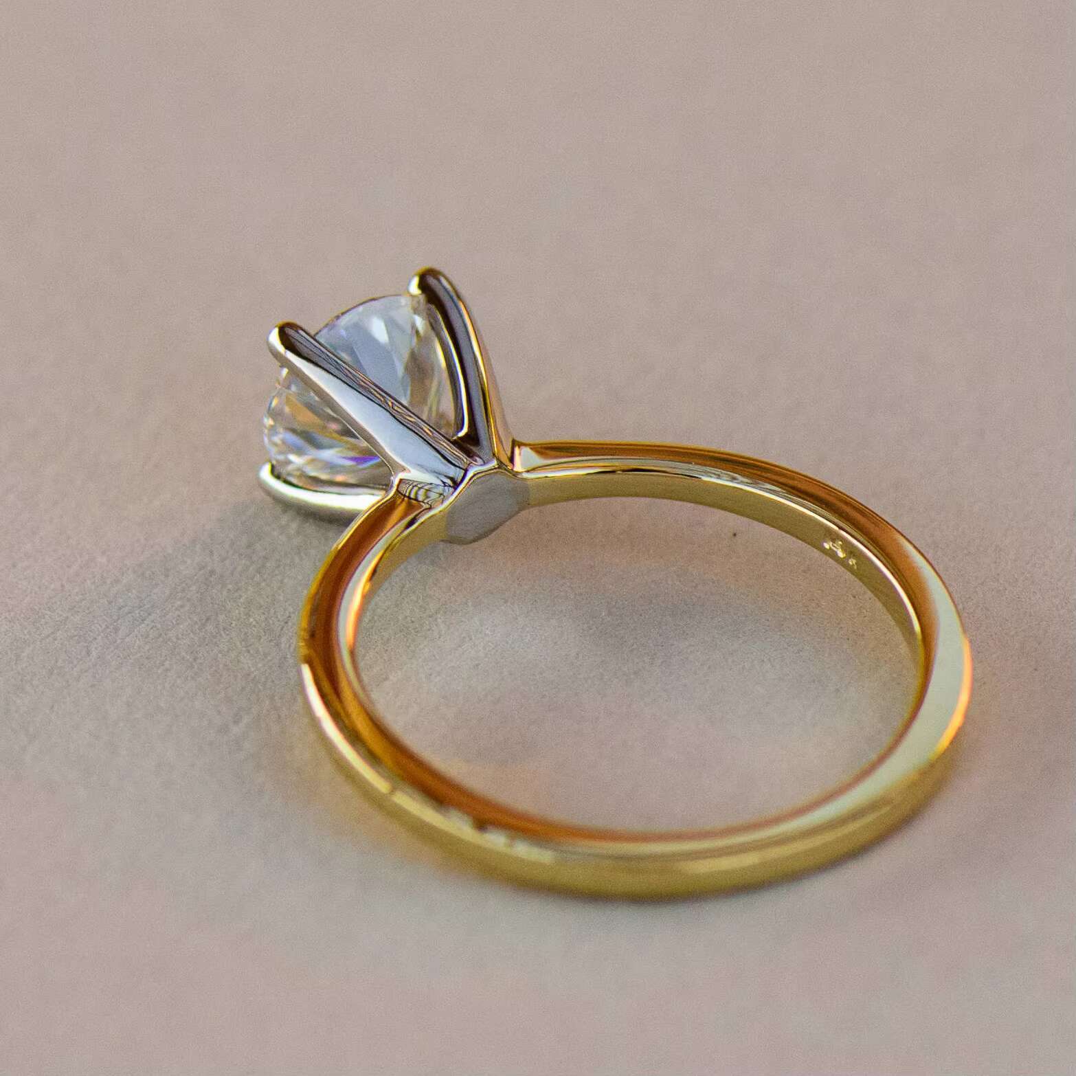 Two Toned Diamond Solitaire Ring 14k 18k Solid Gold or Platinum Lab Grown Diamond Ring