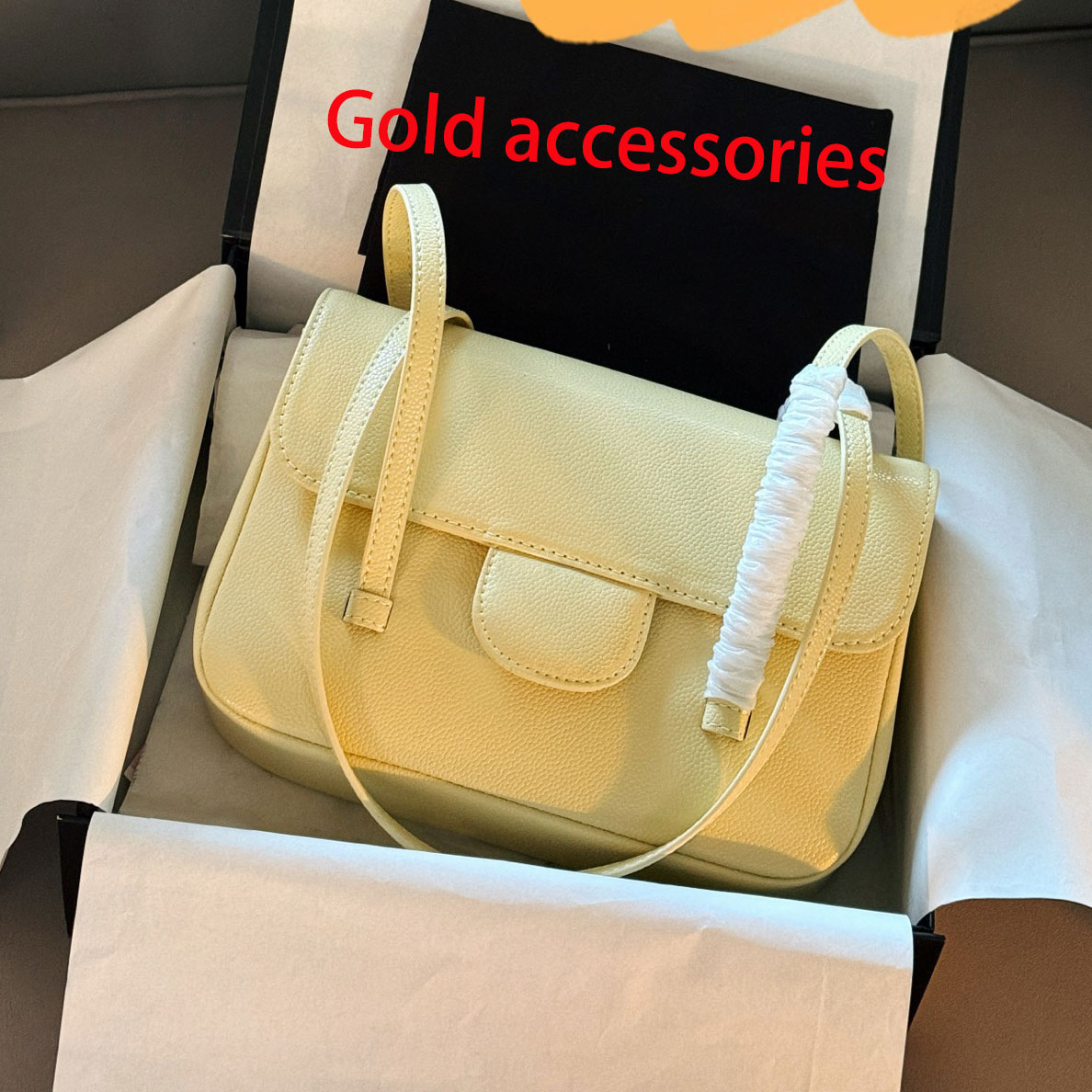 Designer Shoulder Bag Women's Hobo Underarm bag Premium Caviar Grain Leather Flap Bag Handbag in Soft Yellow Wallet Small Square Bag Fashionable Luxury Clutch