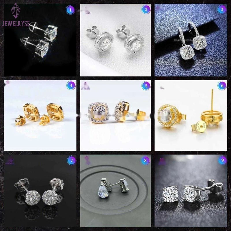 Custom Fashion Finey Jewelry Sterg Sier Earrings Ice Out Vvs Moissanite Diamond Earring for Woman