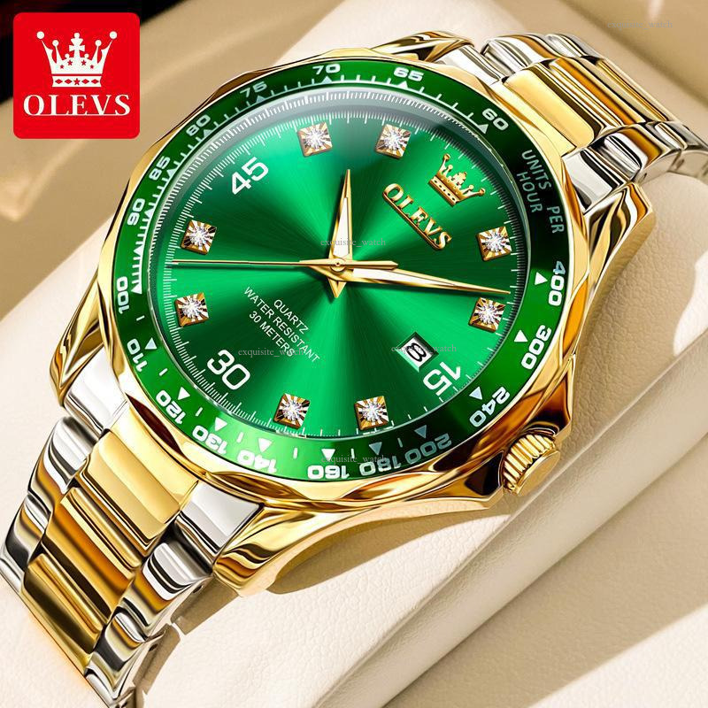 OLEVS Brand Designer Olevs Brand Watch Wholesale Lex Green Submariner Quartz Watch Waterproof Men's Watch Men's Luxury Watch Free Delivery W