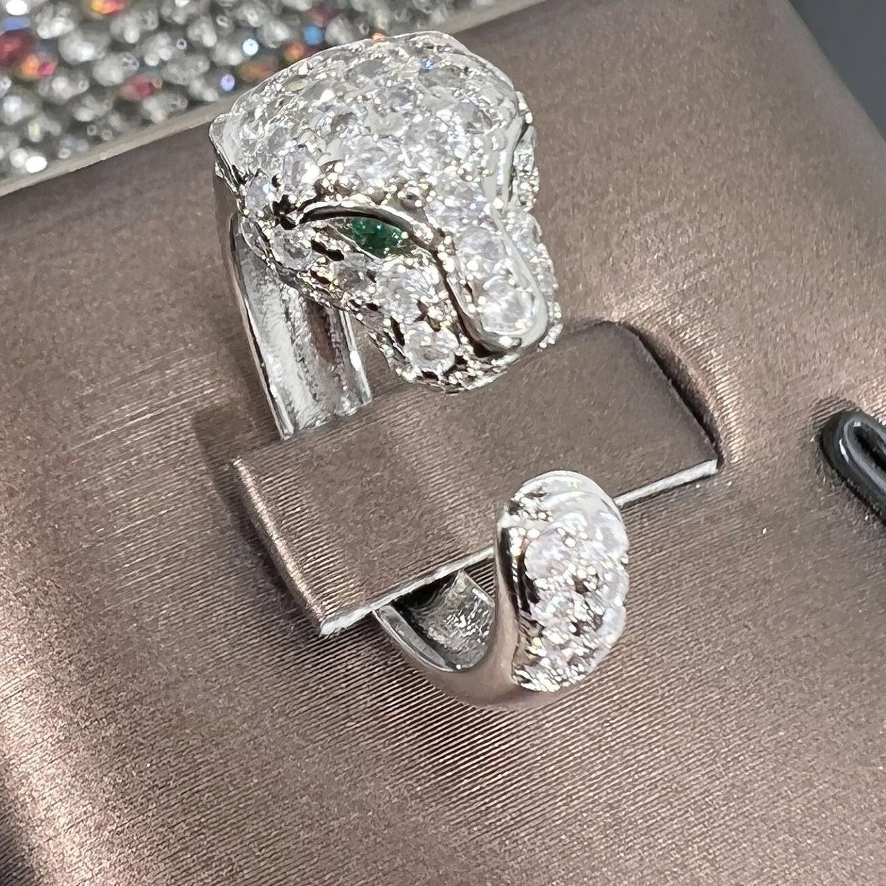 925 silver cheetah ring Never fade inlaid crystal size 5 6 7 for women Girls rings Premium gift ADITA J001