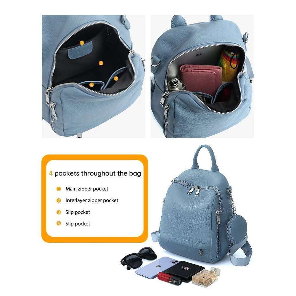 Zency Fashion Genuine Leather Women's Backpack High Quality School Travel Female Shopper Shoulder Bags Satchel Rucksack Commuter