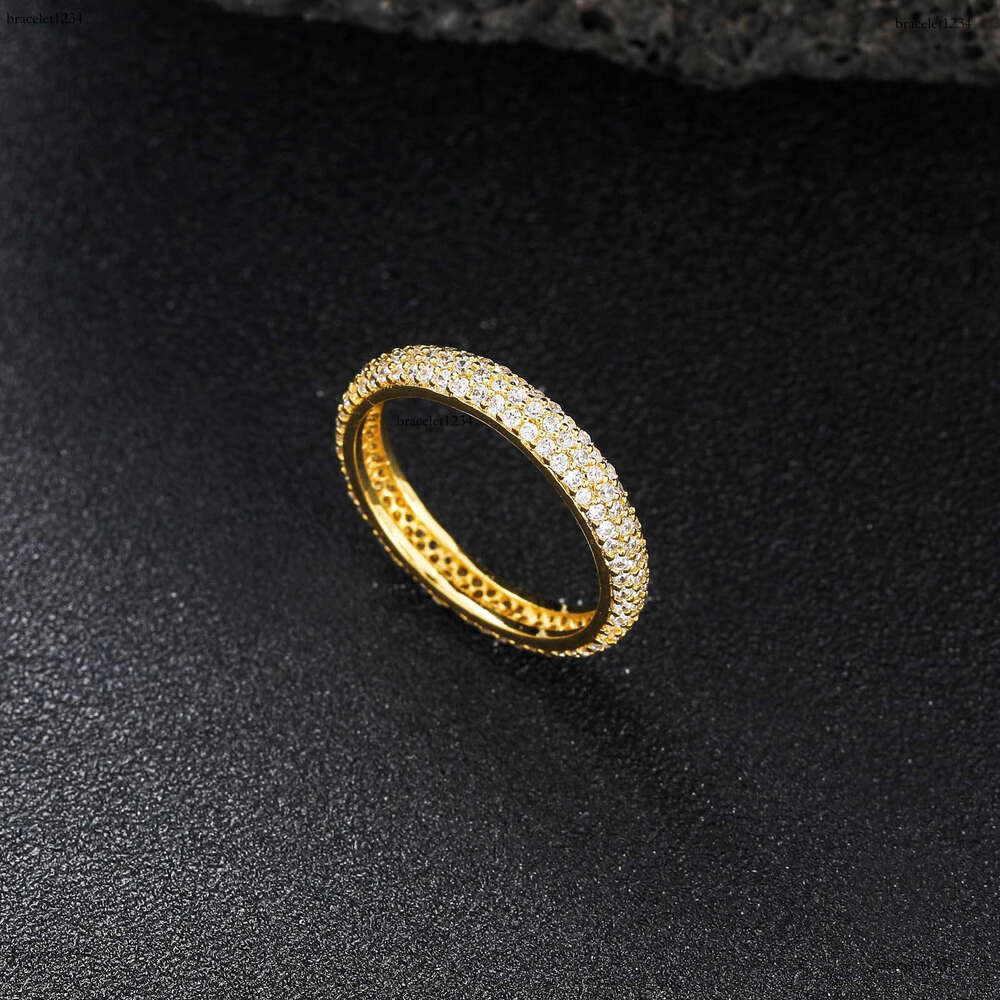 Luxury designer Hip hop Ring micro-set with three rows of ice out VVS Moissanite rings, Hip Hop men's and women's rings with free shipping