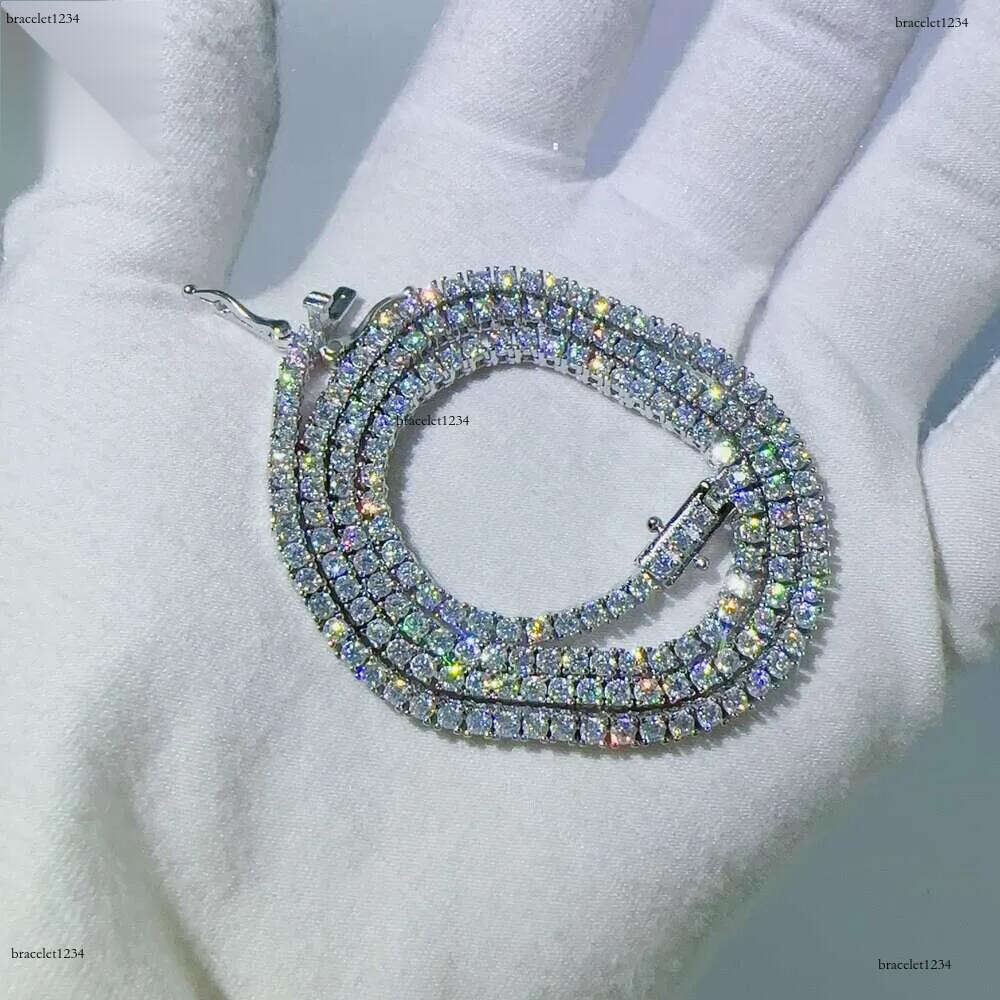 Custom Hip Hop Jewelry Necklace 2Mm 3Mm Sterg Sier Hiphop VVS Moissanite Tennis Chain