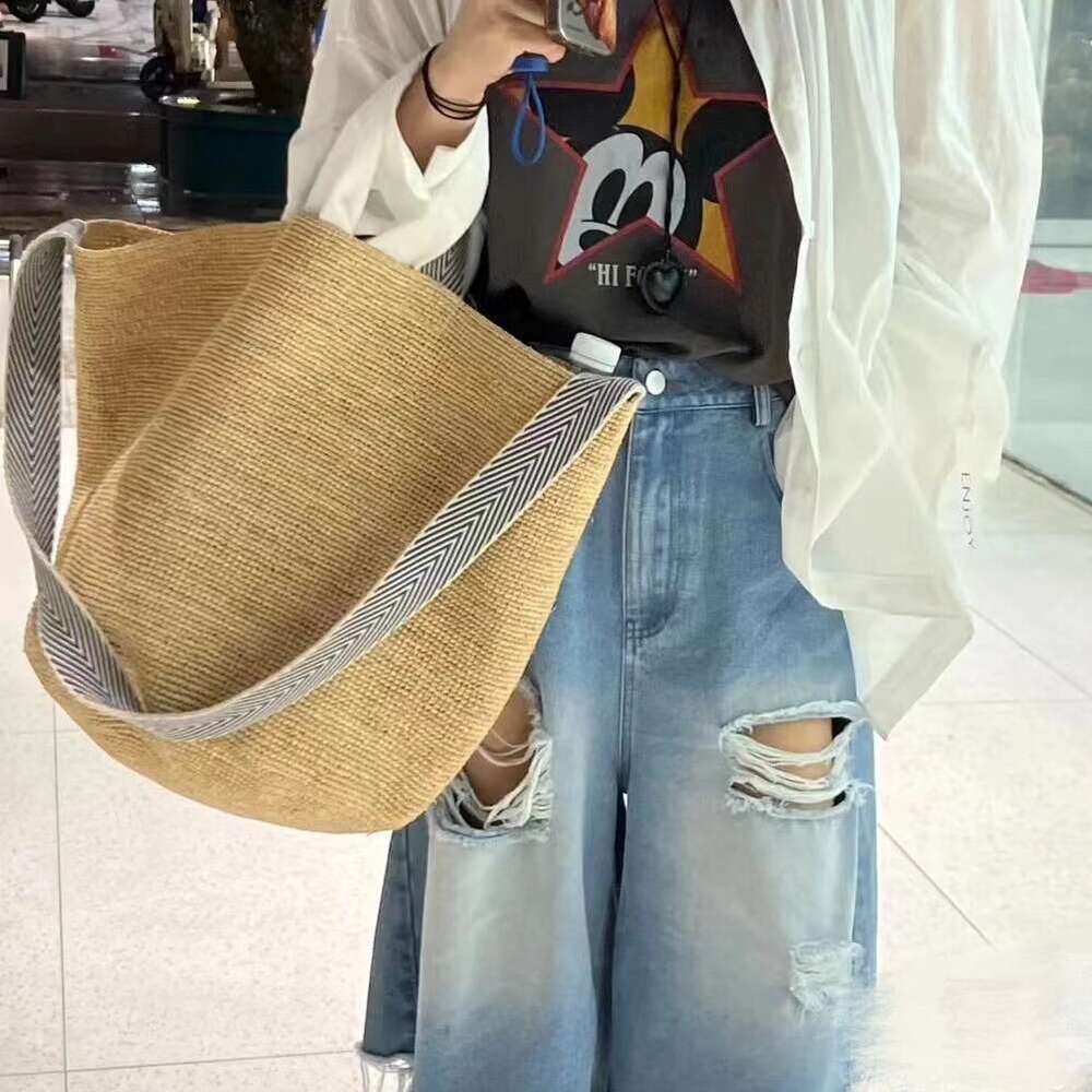 Ins Style Resort Beach Bag Lafite Grass Woven Women S Summer Large Capacity Crossbody Beach Vacation Bucket Tote Handheld Shoulder Bag KQ