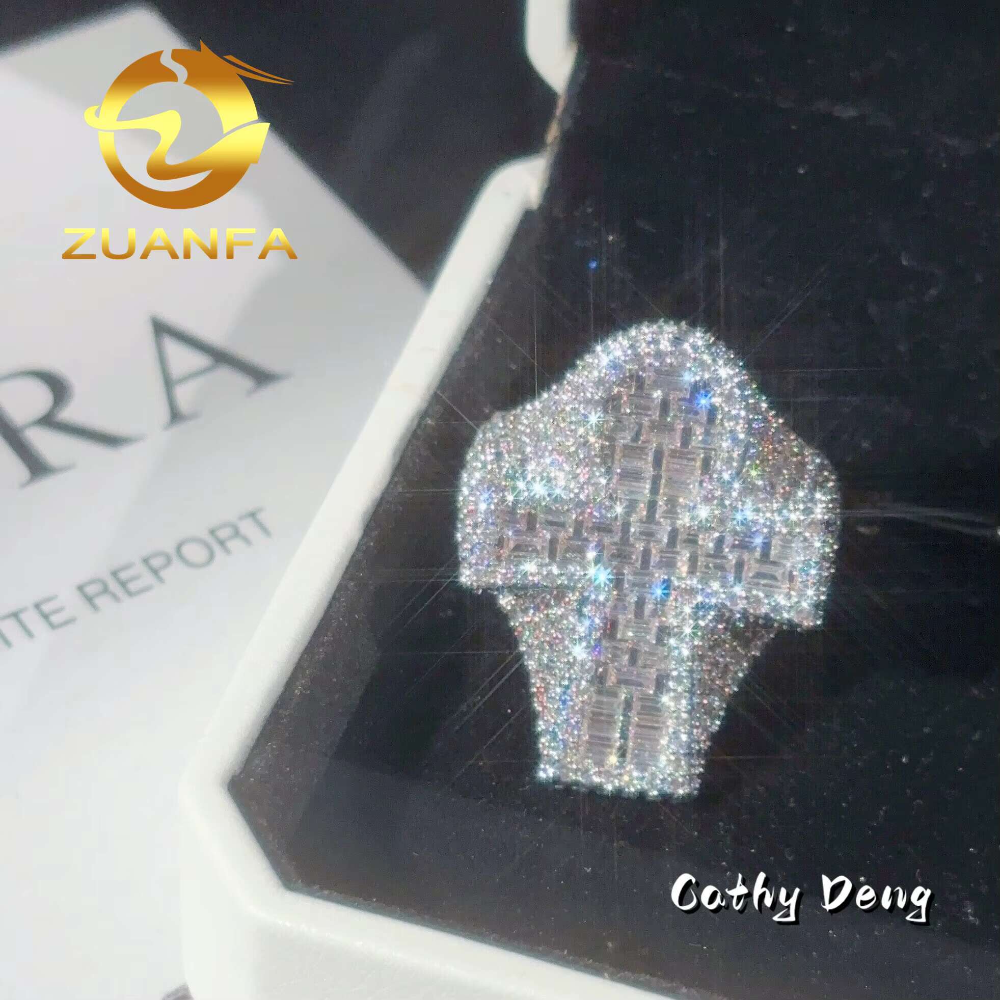 Zuanfa Jewelry Hot Selling Hip Hop Ring Cross Full Pave Moissanite 925 Sterling Silver Ice Out Moissanite Men Diamond Ring