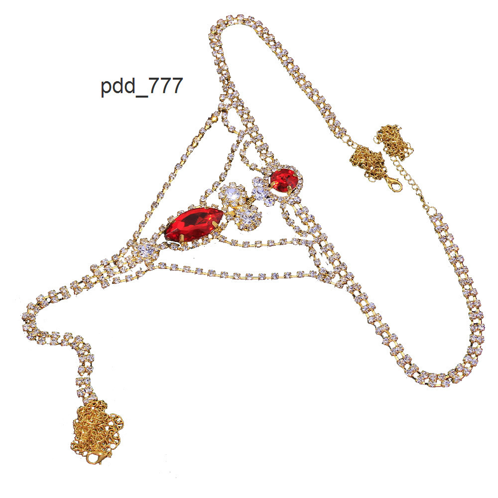 Cross-Border New Personalized Ruby Rhinestone T-Back European and American Sexy Luxury Full Body Chains Chain