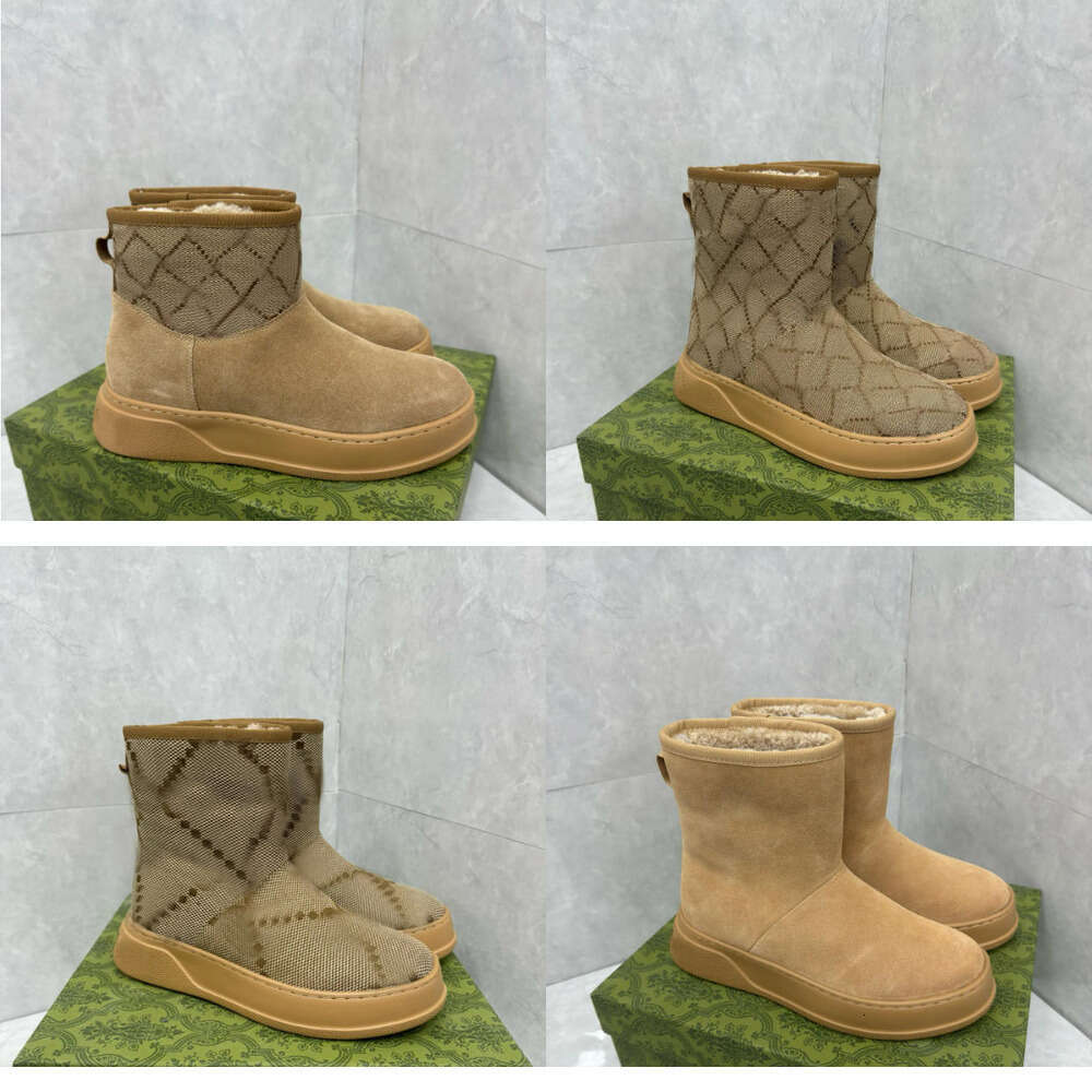 Designer Women shoes luxury snow boots suede leather canvas Cruise Interlocking G thick sole Platform with merino wool lining fur Ankle Boots winter Snow Boots