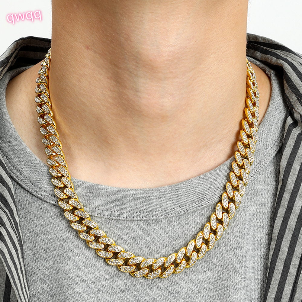 2025 Wholesale Gold Plated High Quality 12mm Cuban Link Chain Necklace for Men Hip Hop Iced Out CZ for Parties and Gifts