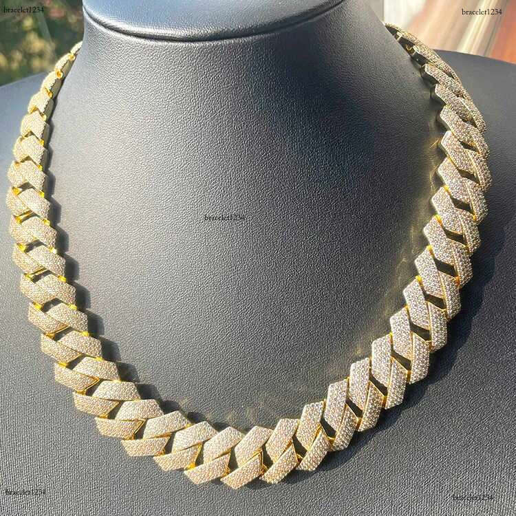20 mm 4 Rows hiphop dia Cuban k Chain GRA Moissanite sterg sier gold plate Fine jewelry necklaces bracelets