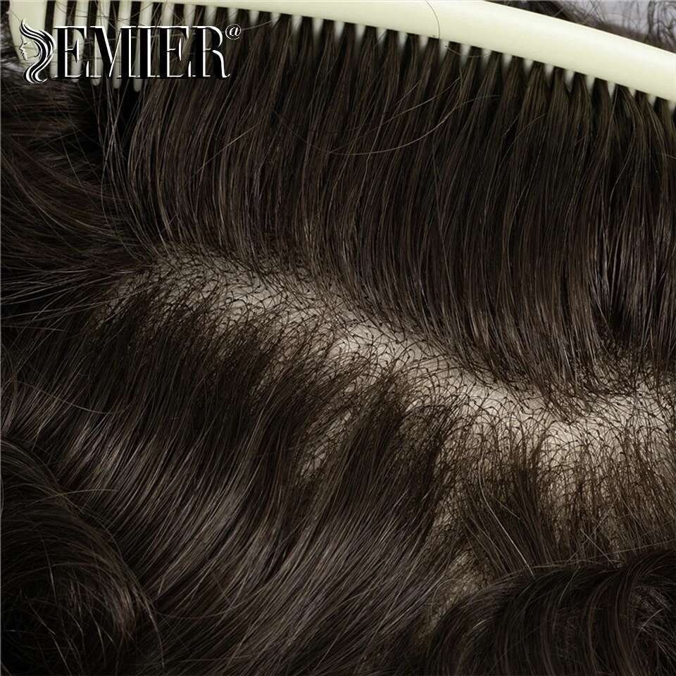New Full Toupee French Lace Base Human Hair Systems Men's Breathable Male Capillary Prothesis Natural Wig For Men