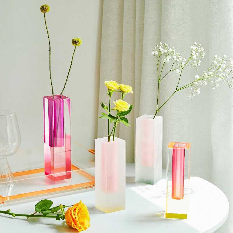 Acrylic Pillar Bud Vase Tabletop Glass Vases Luxury Decorative Crystal Nordic Room Decoration Home Decor Home Vase C251124