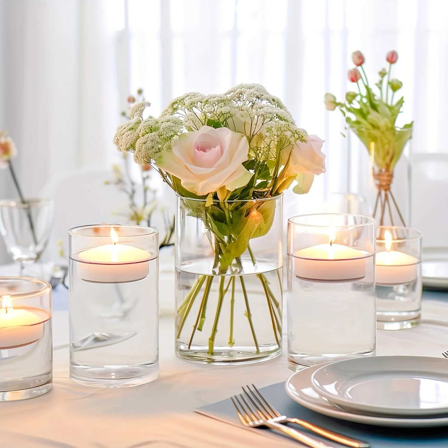 Glass Cylinder Vase 55 6 Tall Clear Vase Hurricane Candle Holder for Wedding Party Home Decor C251124