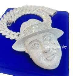 Sterling Sier Moissanite Dia Custom 3D Pendant - Iced Out Hip Hop Jewelry for Men & Women