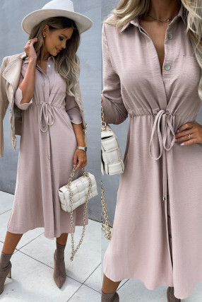 2021 new fashion bandage waist closing middle sleeve dress for women