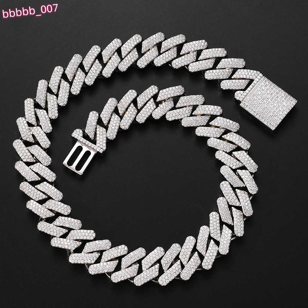 BES 20MM Hip Hop Jewelry Fashion Men Real Gold Plated Zircon Diamond Luxury Iced Out Cuban Link Chain Bracelet Necklace Hip Hop