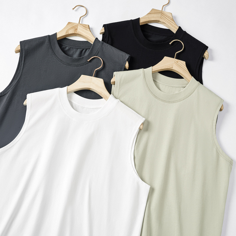 Summer 230G Ice Feel Cotton Solid Color Tank Top Sports And Fitness Cool White Sweatshirt For Men's Sleeveless T-Shirt luanyun