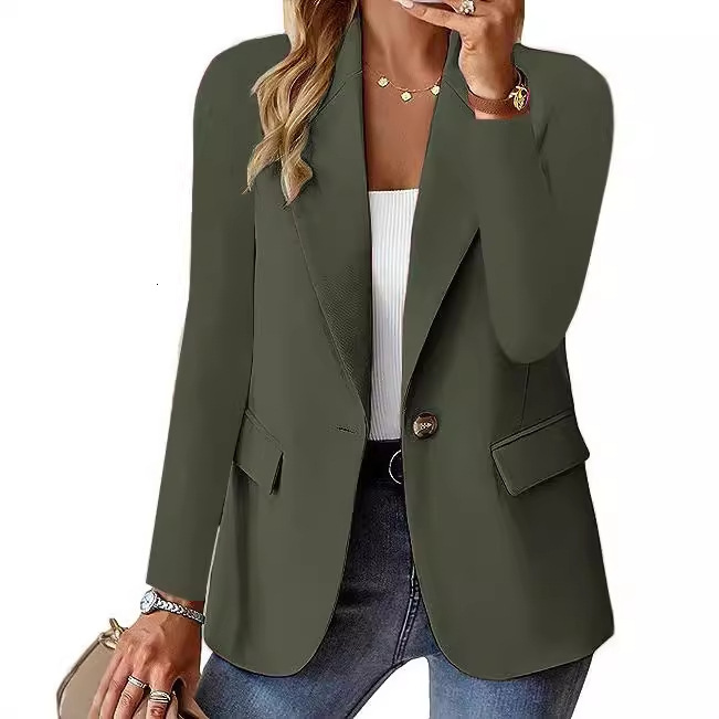 Fall 2024 long sleeved solid color cardigan small suit jacket for women